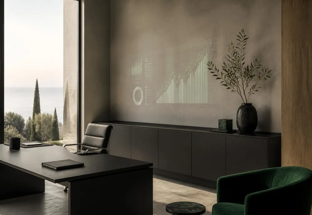 Quiet boutique office interior with natural light